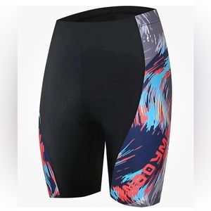 Nooyme Padded Black & Multicolor Bicycle Cycle Shorts Womens Size XL Extra Large